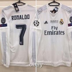 Cristiano RONALDO #7 REAL MADRID 2015/2016 L Jersey HOME L/S Camiseta Shirt UCL