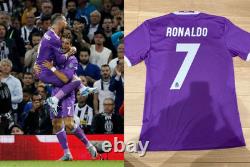 Cristiano Ronaldo 2016-17 Real Madrid Away Jersey Size S Purple Short Sleeve