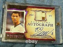 Cristiano Ronaldo, Ultra Rare #2/4 Game Used, Auto & Jersey collar, 2020 Leaf