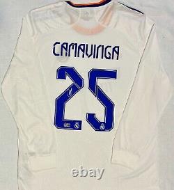 Eduardo Camavinga Signed 21/22 Real Madrid Jersey Adidas Beckett BAS Witnessed