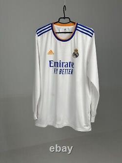 FC Real Madrid 2021-2022 Home Jersey Long Sleeve Soccer Jersey Shirt Adidas