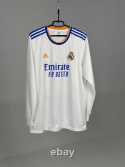 FC Real Madrid 2021-2022 Home Jersey Long Sleeve Soccer Jersey Shirt Adidas