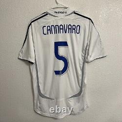 Fabio Cannavaro #5 Real Madrid Home Adidas Soccer White Jersey, Size Men's Small