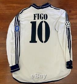 Figo, 2000-01 Real Madrid Home CL LS Match Issue Un Worn Shirt Size XL Signed