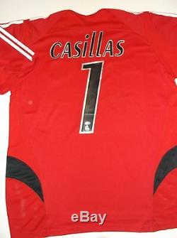 IKER CASILLAS Signed JerseyREDReal Madrid Spain Goalie #1AdidasMen's XL