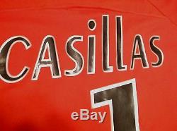 IKER CASILLAS Signed JerseyREDReal Madrid Spain Goalie #1AdidasMen's XL