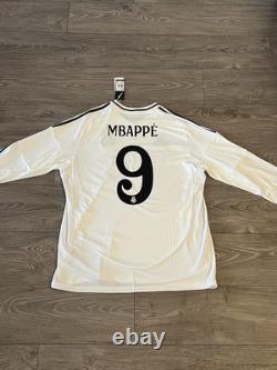 Kylian Mbappe #9 Real Madrid 24/25 Men's Long Sleeve Jersey Size XL