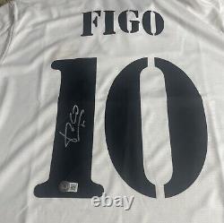 Luis Figo Autographed Real Madrid Home Jersey Beckett COA
