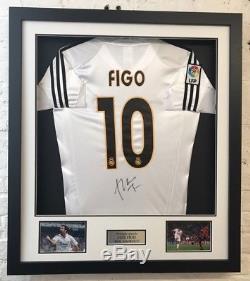 Luis Figo Genuine Hand Signed & FRAMED REAL MADRID JERSEY PORTUGAL