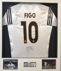Luis Figo Genuine Hand Signed & FRAMED REAL MADRID JERSEY PORTUGAL