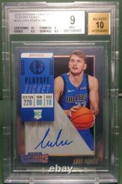 Luka Doncic 2018-19 Contenders Playoff 7/65 Real Madrid Jersey # AUTO RC BGS 9