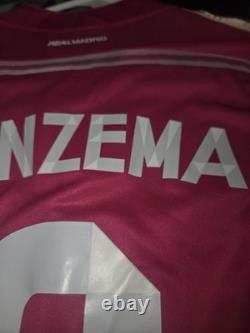 MATCH ISSUED 2014/15 Real Madrid Benzema #9 Adizero Player Version Jersey Sz 10