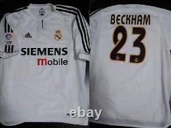 MINT BECKHAM AUTHENTIC #23 REAL MADRID 2003/2004 M Jersey WHITE Camiseta HOME