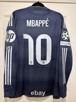 Mbappe #10 Mens LARGE Adidas Real Madrid Authentic Away Jersey UCL