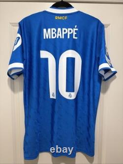 Mbappe 10 The Dictator Mens LARGE Adidas Real Madrid Third Authentic Jersey