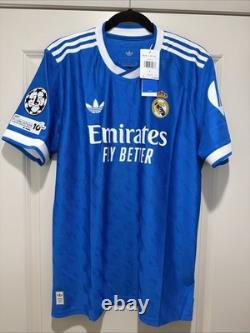 Mbappe 10 The Dictator Mens LARGE Adidas Real Madrid Third Authentic Jersey