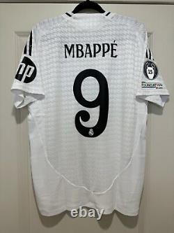 Mbappe #9 Mens LARGE Adidas Authentic Real Madrid Champions Home Jersey