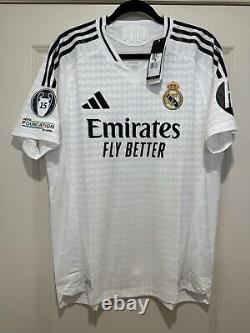 Mbappe #9 Mens LARGE Adidas Authentic Real Madrid Champions Home Jersey