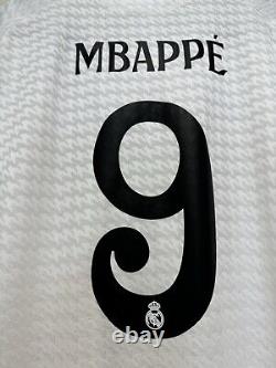 Mbappe #9 Mens LARGE Adidas Authentic Real Madrid Champions Home Jersey