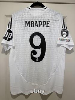 Mbappe #9 Mens LARGE Adidas Real Madrid Authentic Home Jersey UCL