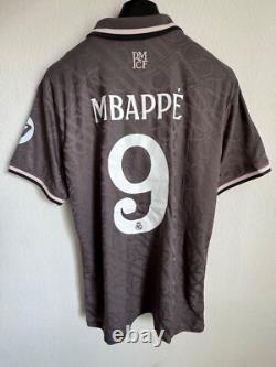 Mbappe #9 Mens LARGE Adidas Real Madrid Third Authentic Jersey Champions