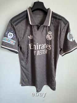 Mbappe #9 Mens LARGE Adidas Real Madrid Third Authentic Jersey Champions