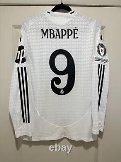 Mbappe #9 Mens MEDIUM Adidas Authentic Real Madrid Champions Home Jersey Long S