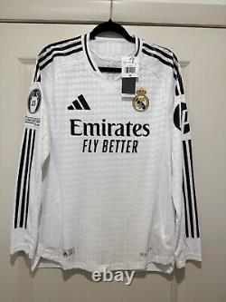 Mbappe #9 Mens MEDIUM Adidas Authentic Real Madrid Champions Home Jersey Long S