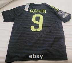 NEW Benzema Real Madrid Black Jersey Size Large (L) 22/23 Third Jersey