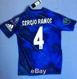 NEW Real Madrid Adidas EA Sports jersey #4 Sergio Ramos Champions patches Medium