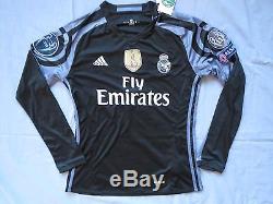 NEW Real Madrid soccer jersey RONALDO Medium black long sleeve patches US seller