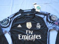 NEW Real Madrid soccer jersey RONALDO Medium black long sleeve patches US seller