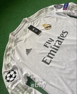 NWT Real Madrid 15/16 Home White Long Sleeve Ronaldo #7 (Medium)