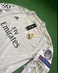 NWT Real Madrid 15/16 Home White Long Sleeve Ronaldo #7 (Medium)