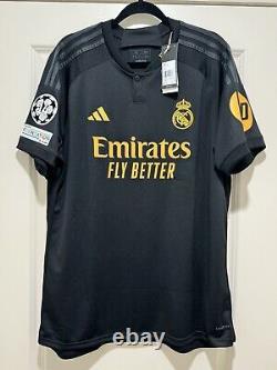 Nacho #6 Mens XL Adidas Real Madrid Third Black Jersey Stadium Champions