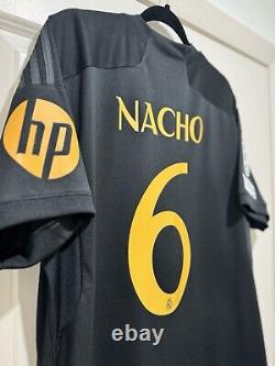 Nacho #6 Mens XL Adidas Real Madrid Third Black Jersey Stadium Champions