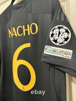 Nacho #6 Mens XL Adidas Real Madrid Third Black Jersey Stadium Champions