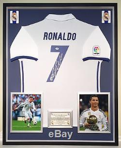 Premium Framed Cristiano Ronaldo Autographed Real Madrid Soccer Jersey Shirt PSA