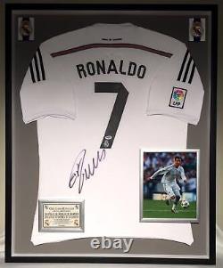 Premium Framed Cristiano Ronaldo Autographed / Signed Real Madrid Jersey PSA COA