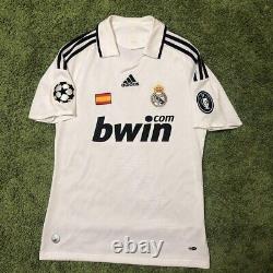 RAUL #7 REAL MADRID 2008/2009 S S/S Jersey WHITE Camiseta HOME bwin adidas UCL