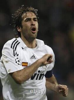 RAUL #7 REAL MADRID 2008/2009 S S/S Jersey WHITE Camiseta HOME bwin adidas UCL