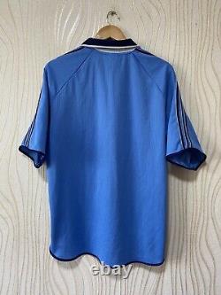 REAL MADRID 1999 2000 THIRD FOOTBALL SHIRT SOCCER JERSEY ADIDAS sz L MEN BLUE