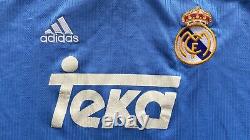 REAL MADRID 1999 2000 THIRD FOOTBALL SHIRT SOCCER JERSEY ADIDAS sz L MEN BLUE