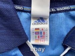 REAL MADRID 1999 2000 THIRD FOOTBALL SHIRT SOCCER JERSEY ADIDAS sz L MEN BLUE