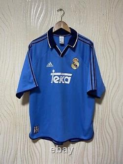 REAL MADRID 1999 2000 THIRD FOOTBALL SHIRT SOCCER JERSEY ADIDAS sz XL MEN BLUE