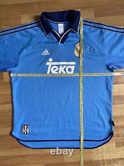 REAL MADRID 1999 2000 THIRD FOOTBALL SHIRT SOCCER JERSEY ADIDAS sz XL MEN BLUE