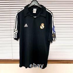 REAL MADRID 2001/2002 Jersey L Centenary BLACK Camiseta AWAY Kit UCL Rare