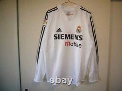 REAL MADRID 2004/2005 M L/S Jersey Centenary WHITE Camiseta HOME Kit