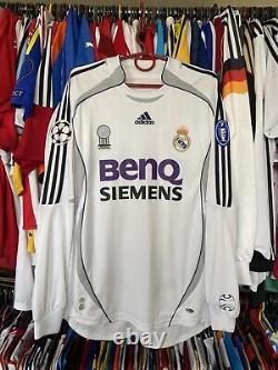 REAL MADRID 2006 2007 HOME SHIRT JERSEY LONG SLEEVE ADIDAS 060866 sz M MEN WHITE