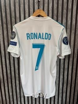 REAL MADRID 2017/2018 HOME UCL FOOTBALL authentic JERSEY #7 RONALDO SIZE M
